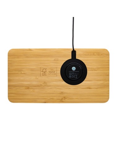 Organizador de escritorio y cargador 10W de bambú
