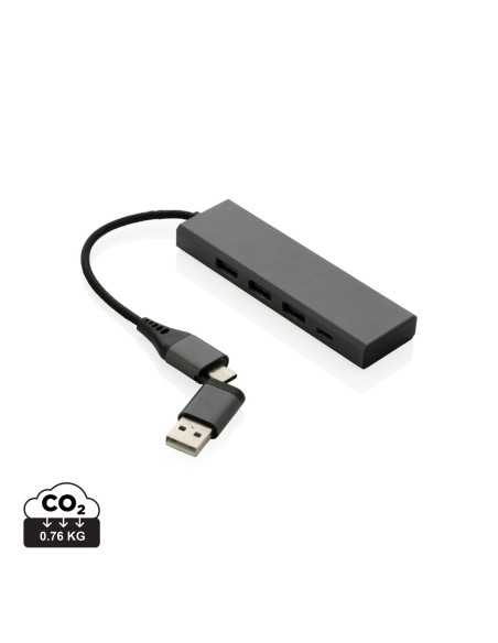 Hub Terra de aluminio reciclado  RCS con 3 puertos USB