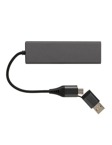 Hub Terra de aluminio reciclado  RCS con 3 puertos USB