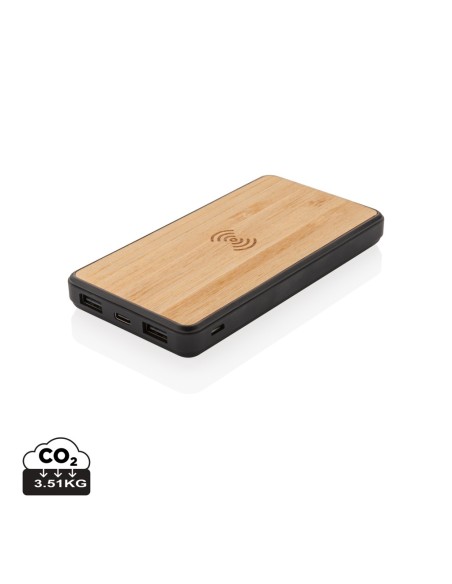 Moderno powerbank inalámbrico de Bambú 8000 mAh