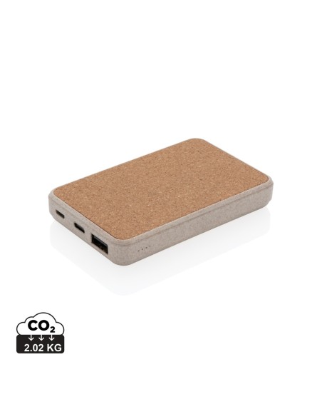 Powerbank de bolsillo de corcho y trigo de 5.000 mAh