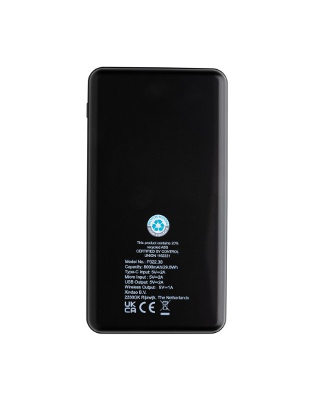 Powerbank inalámbrico 8000 mAh plástico reciclado RCS