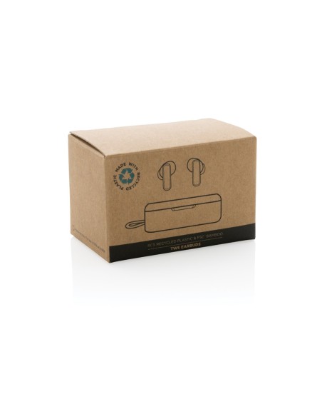 Auriculares TWS de plástico reciclado RCS y bambú