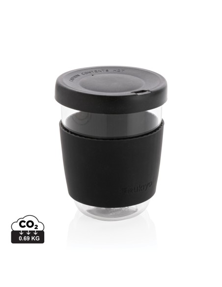 Vaso de borosilicato Ukiyo con tapa y funda de silicona
