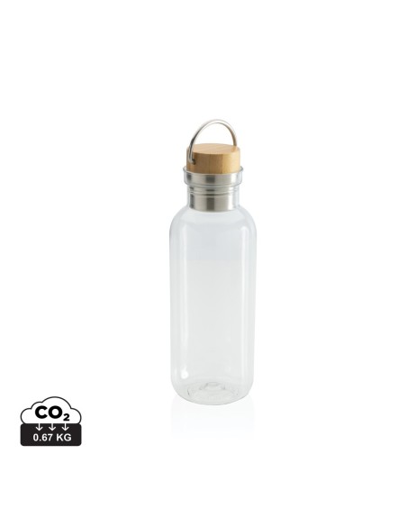 Botella GRS RPET con tapa y asa de bambú FSC