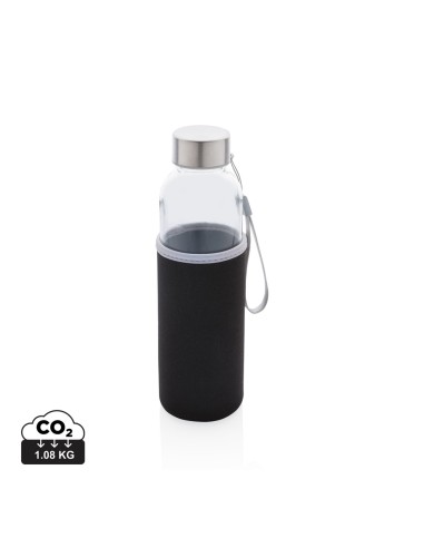 Botella de vidrio con funda de neopreno