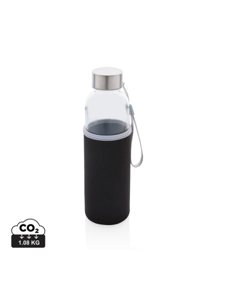 Botella de vidrio con funda de neopreno