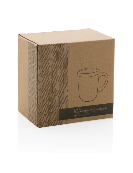Taza de cerámica con borde blanco