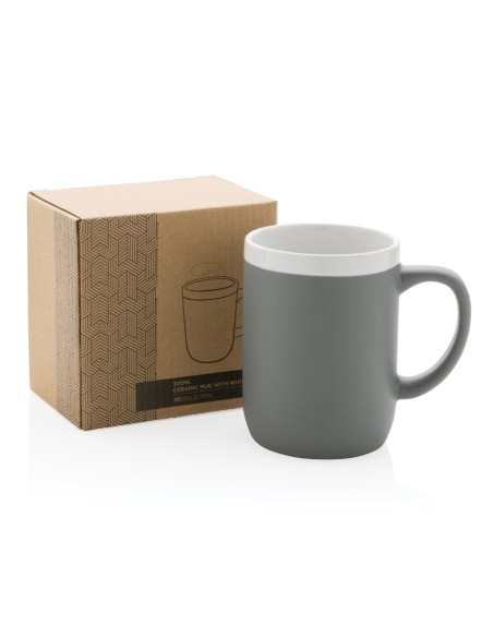 Taza de cerámica con borde blanco