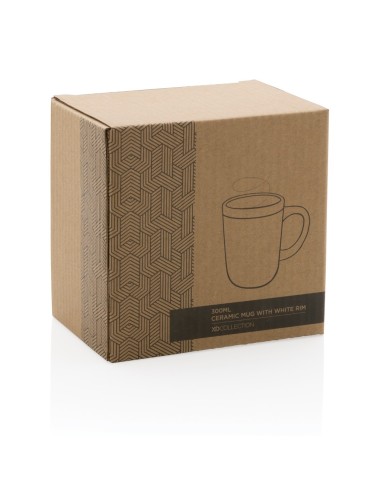 Taza de cerámica con borde blanco