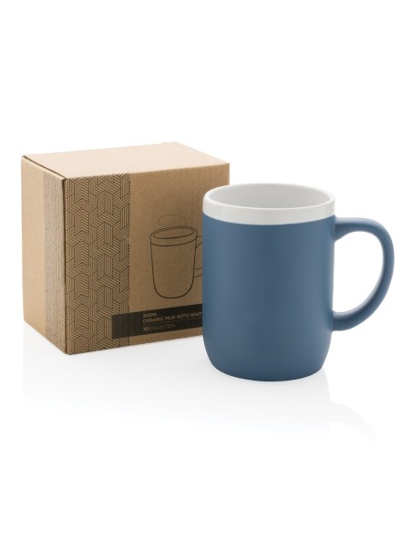 Taza de cerámica con borde blanco