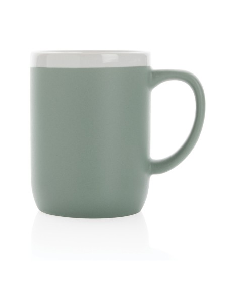 Taza de cerámica con borde blanco