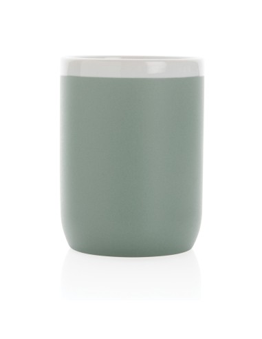 Taza de cerámica con borde blanco