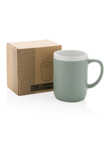 Taza de cerámica con borde blanco