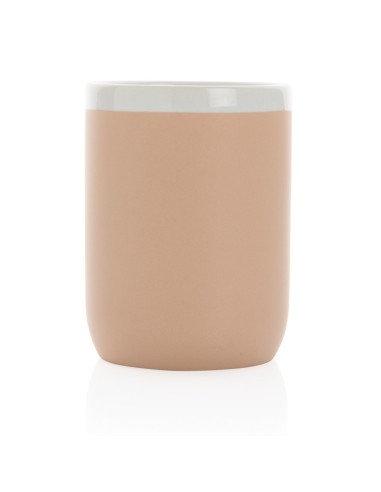 Taza de cerámica con borde blanco