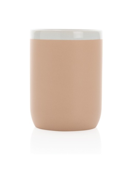 Taza de cerámica con borde blanco
