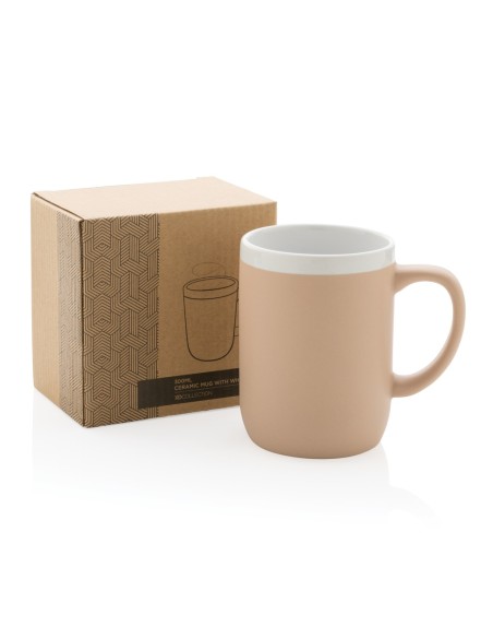 Taza de cerámica con borde blanco