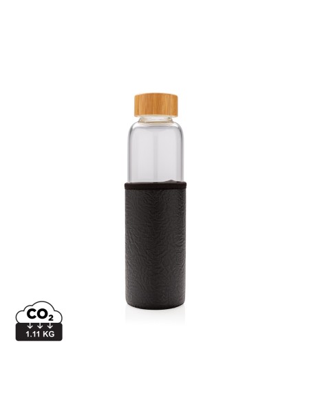 Botella de vidrio de borosilicato con funda de PU texturizad