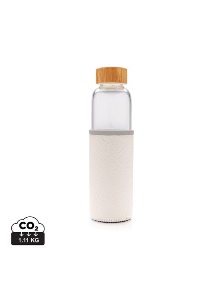Botella de vidrio de borosilicato con funda de PU texturizad