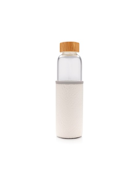 Botella de vidrio de borosilicato con funda de PU texturizad