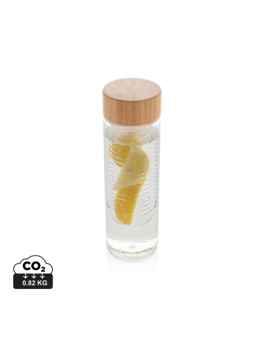 Botella infusora con tapa de bambú