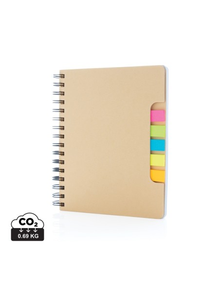 Libreta espiral A5 Kraft con notas adhesivas
