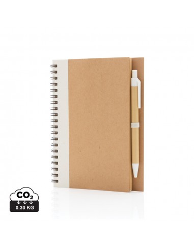 Cuaderno de espiral kraft con bolígrafo