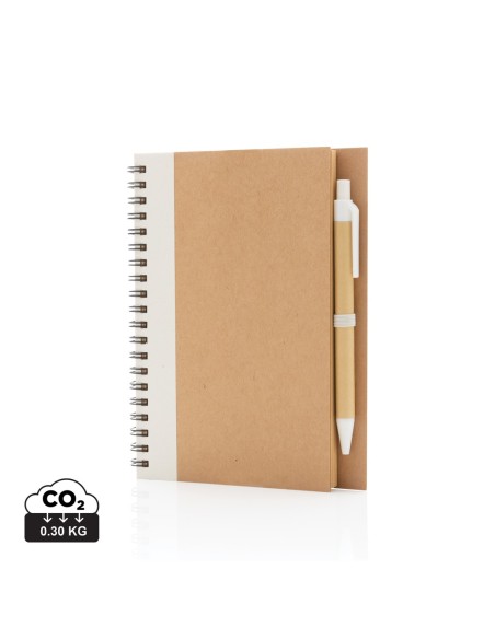Cuaderno de espiral kraft con bolígrafo