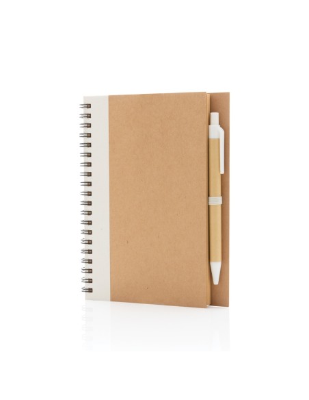 Cuaderno de espiral kraft con bolígrafo