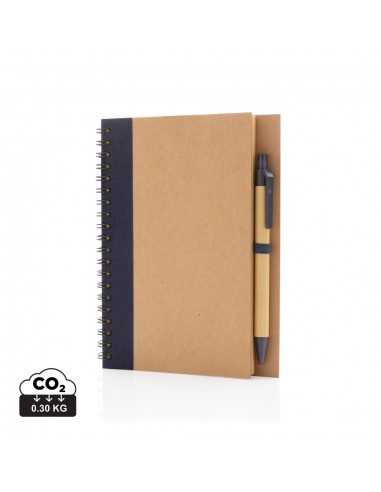 Cuaderno de espiral kraft con bolígrafo