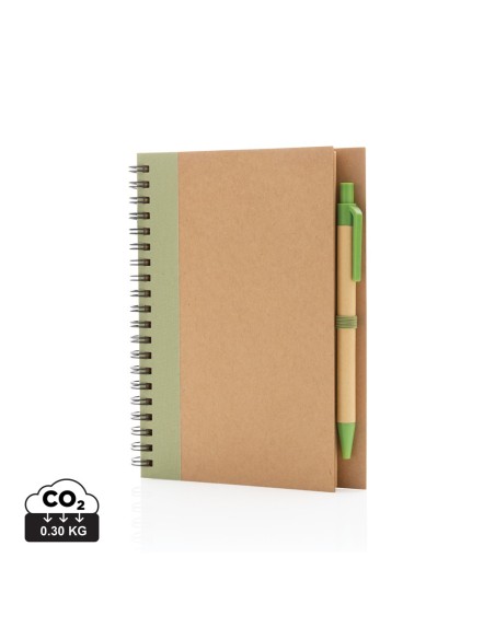 Cuaderno de espiral kraft con bolígrafo
