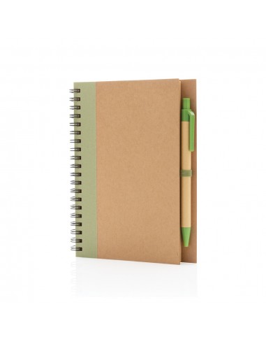 Cuaderno de espiral kraft con bolígrafo