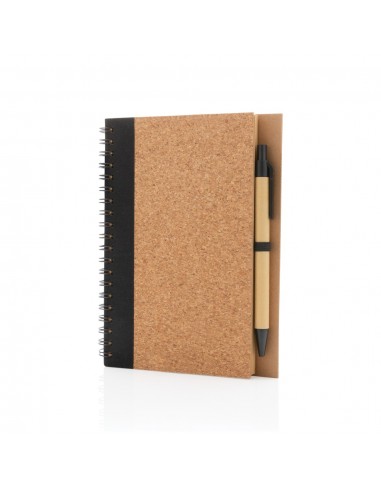 Cuaderno espiral de corcho con bolígrafo