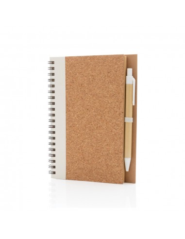 Cuaderno espiral de corcho con bolígrafo