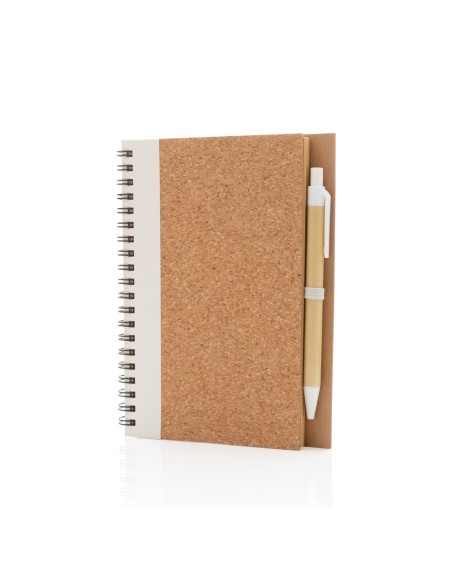 Cuaderno espiral de corcho con bolígrafo