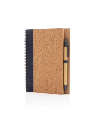 Cuaderno espiral de corcho con bolígrafo