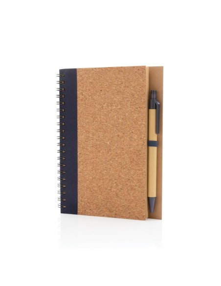 Cuaderno espiral de corcho con bolígrafo