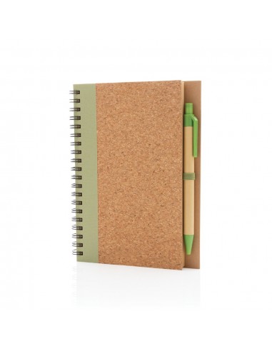 Cuaderno espiral de corcho con bolígrafo