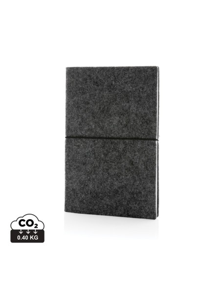 Libreta A5 tapa blanda de fieltro reciclado certificado GRS