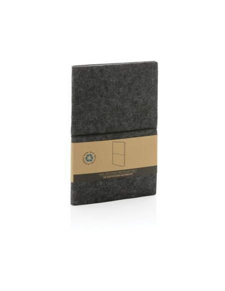 Libreta A5 tapa blanda de fieltro reciclado certificado GRS