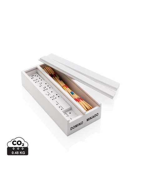 Juego Mikado/Domino en caja de madera