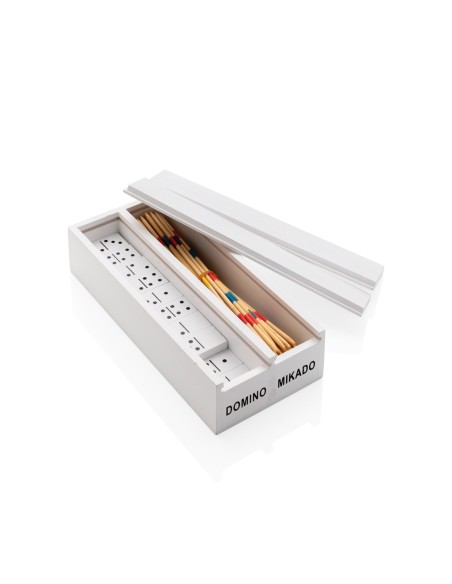 Juego Mikado/Domino en caja de madera
